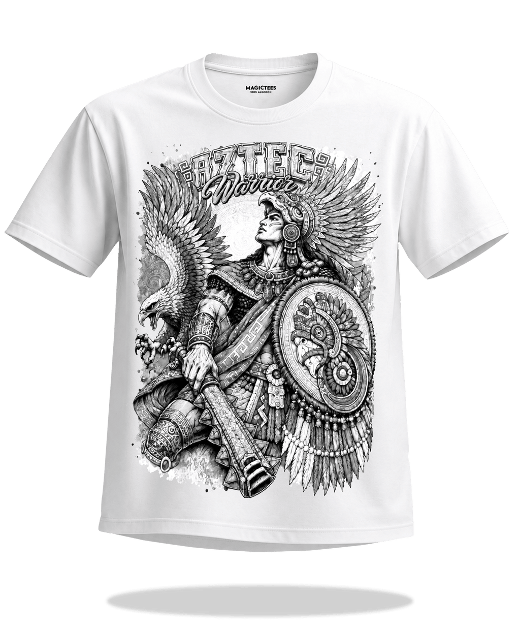 Playera "Aztec Warrior Vision" – LUMISOL | Donde el sol revela la magia. | Playera que cambia de color con el sol - Magic Tees