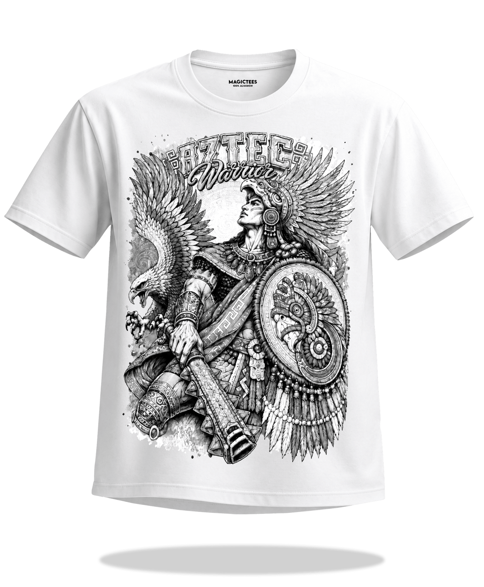 Playera "Aztec Warrior Vision" – LUMISOL | Donde el sol revela la magia. | Playera que cambia de color con el sol - Magic Tees