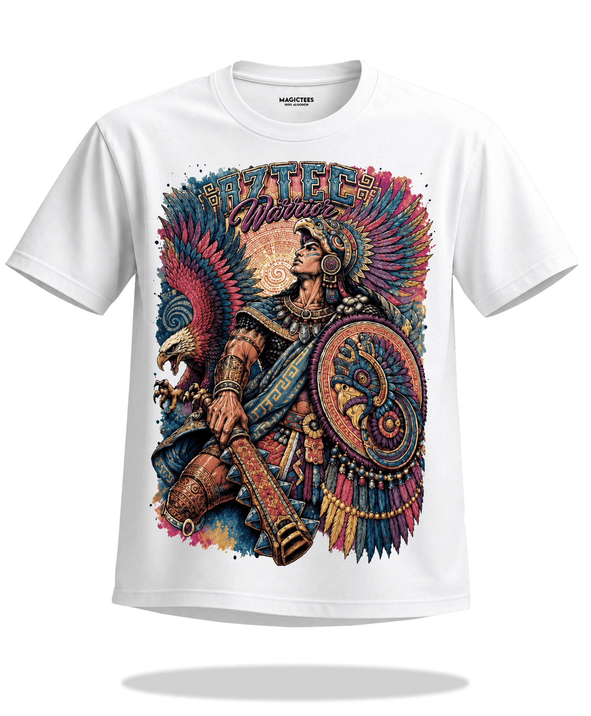 Playera "Aztec Warrior Vision" – LUMISOL | Donde el sol revela la magia. | Playera que cambia de color con el sol - Magic Tees