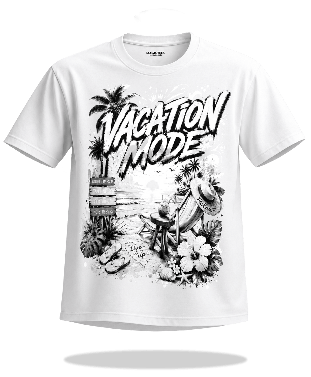 Playera "Vacation Mode" – LUMISOL | Donde el sol revela la magia. | Playera que cambia de color con el sol - Magic Tees