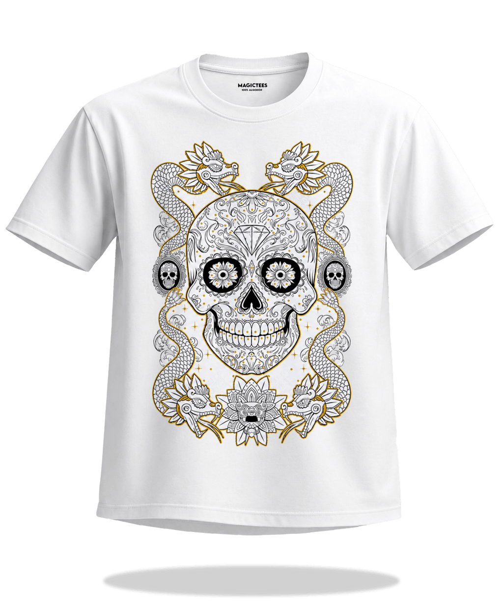 Playera "Calavera Serpiente" – LUMISOL | Donde el sol revela la magia. | Playera que cambia de color con el sol - Magic Tees