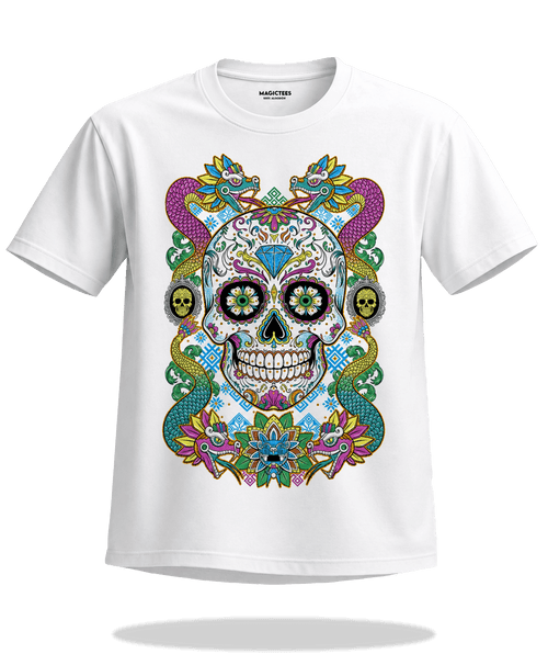 Playera "Calavera Serpiente" – LUMISOL | Donde el sol revela la magia. | Playera que cambia de color con el sol - Magic Tees