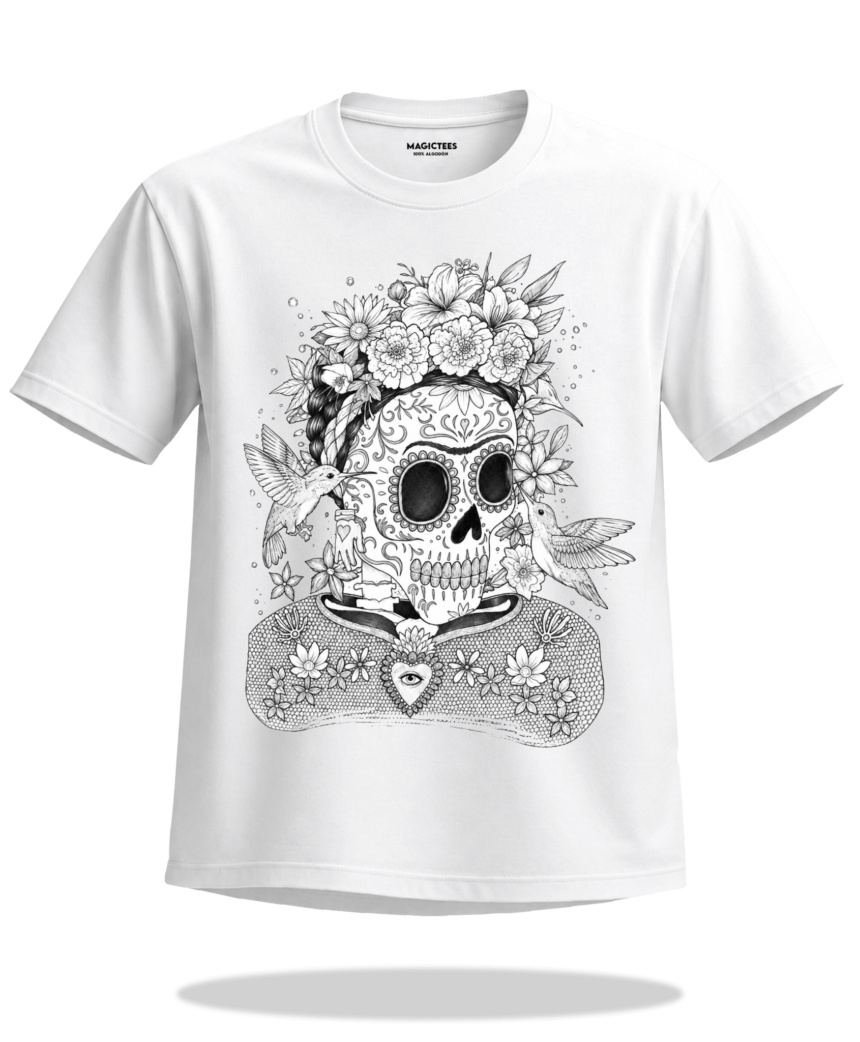 Playera "Frida Catrina" – LUMISOL | Donde el sol revela la magia. | Playera que cambia de color con el sol - Magic Tees