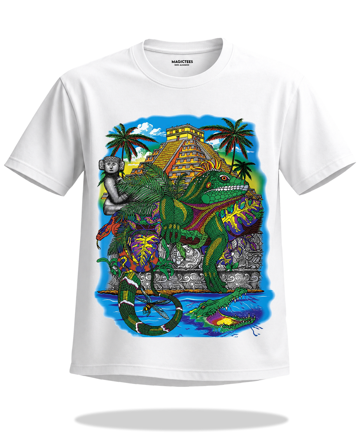 Playera "Iguana Piramide" – LUMISOL | Donde el sol revela la magia. | Playera que cambia de color con el sol - Magic Tees