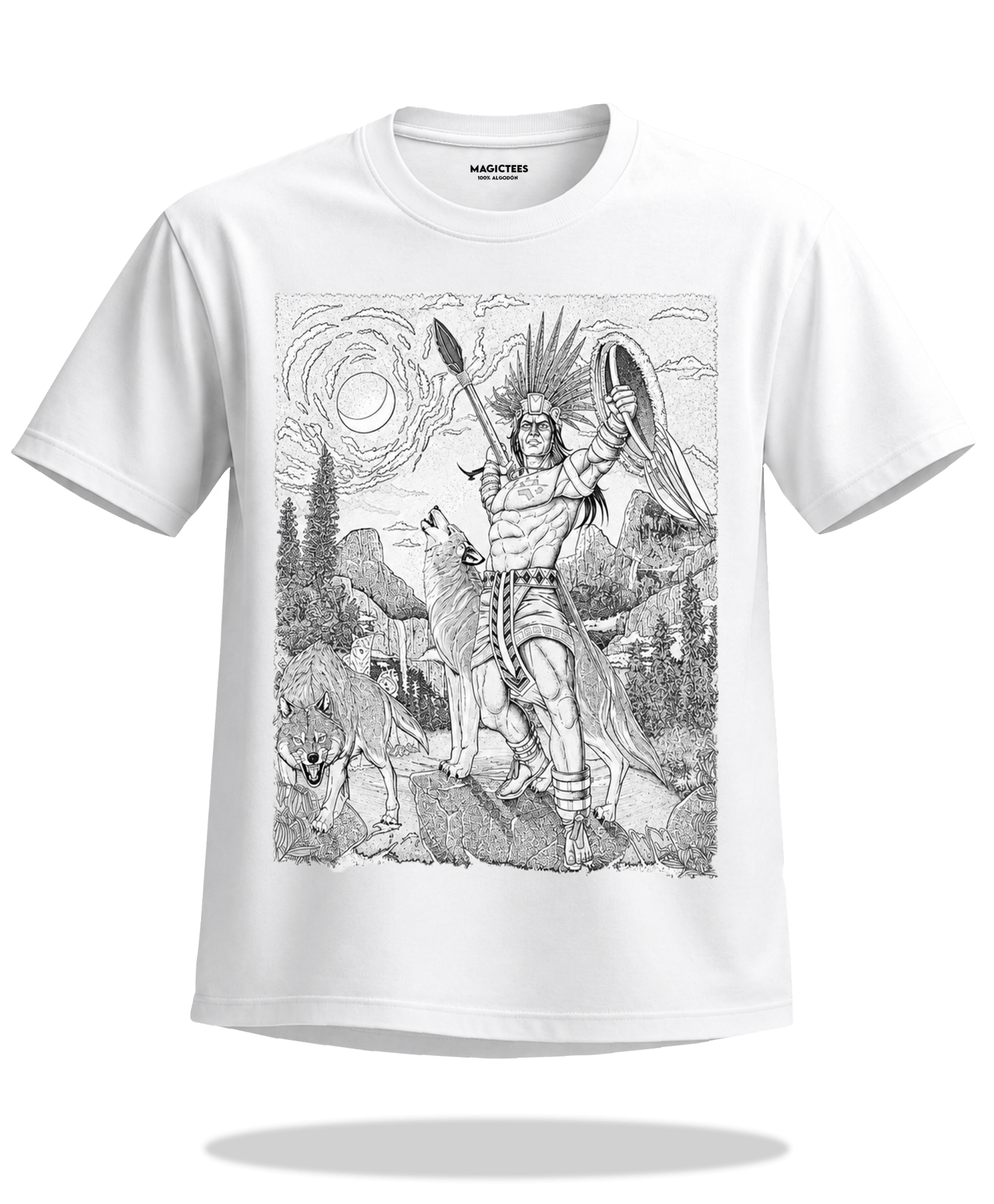 Playera "Guerrero Lobo" – LUMISOL | Donde el sol revela la magia. | Playera que cambia de color con el sol - Magic Tees
