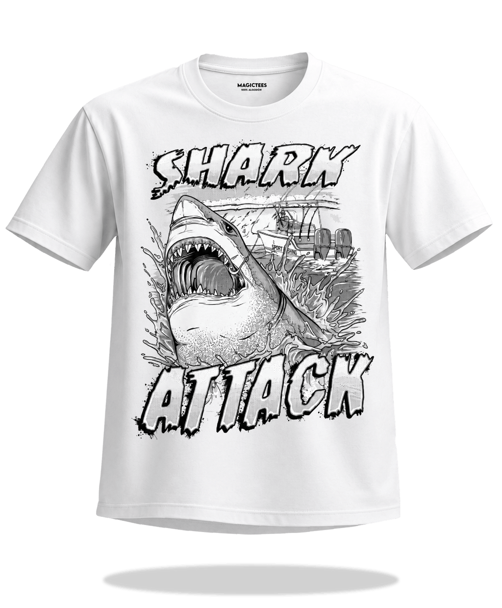 Playera "Shark Attack" – LUMISOL | Donde el sol revela la magia. | Playera que cambia de color con el sol - Magic Tees