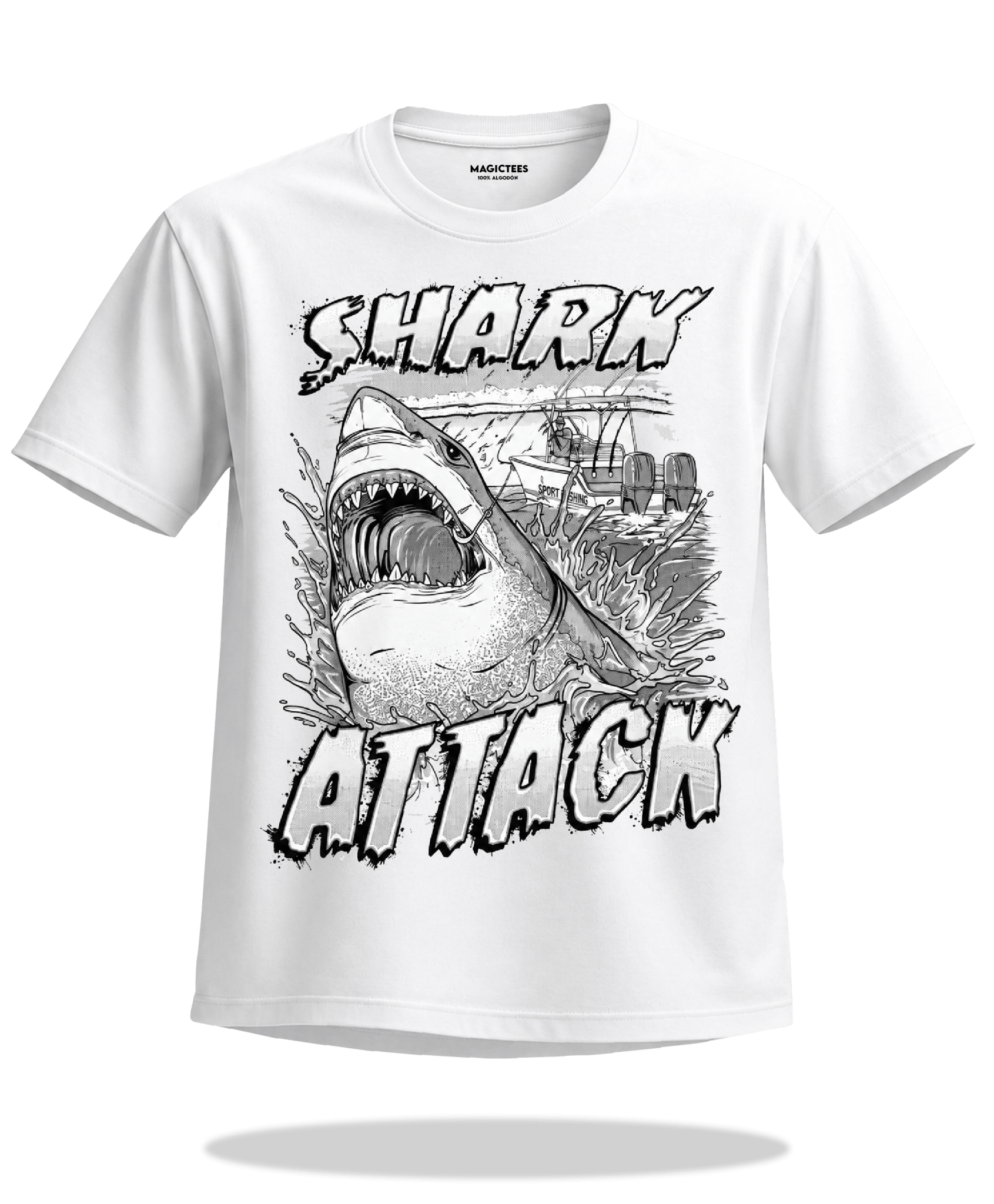 Playera "Shark Attack" – LUMISOL | Donde el sol revela la magia. | Playera que cambia de color con el sol - Magic Tees