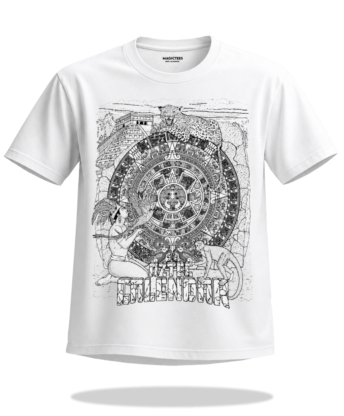 Playera "Calendario Azteca Azul" – LUMISOL | Donde el sol revela la magia | Playera que cambia de color con el sol - Magic Tees