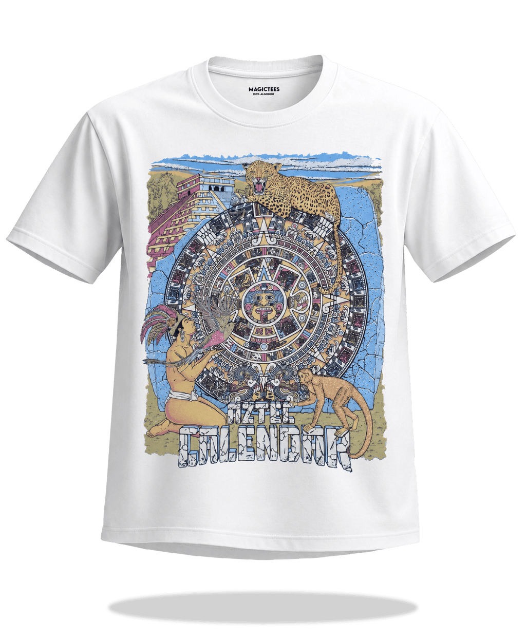 Playera "Calendario Azteca Azul" – LUMISOL | Donde el sol revela la magia | Playera que cambia de color con el sol - Magic Tees