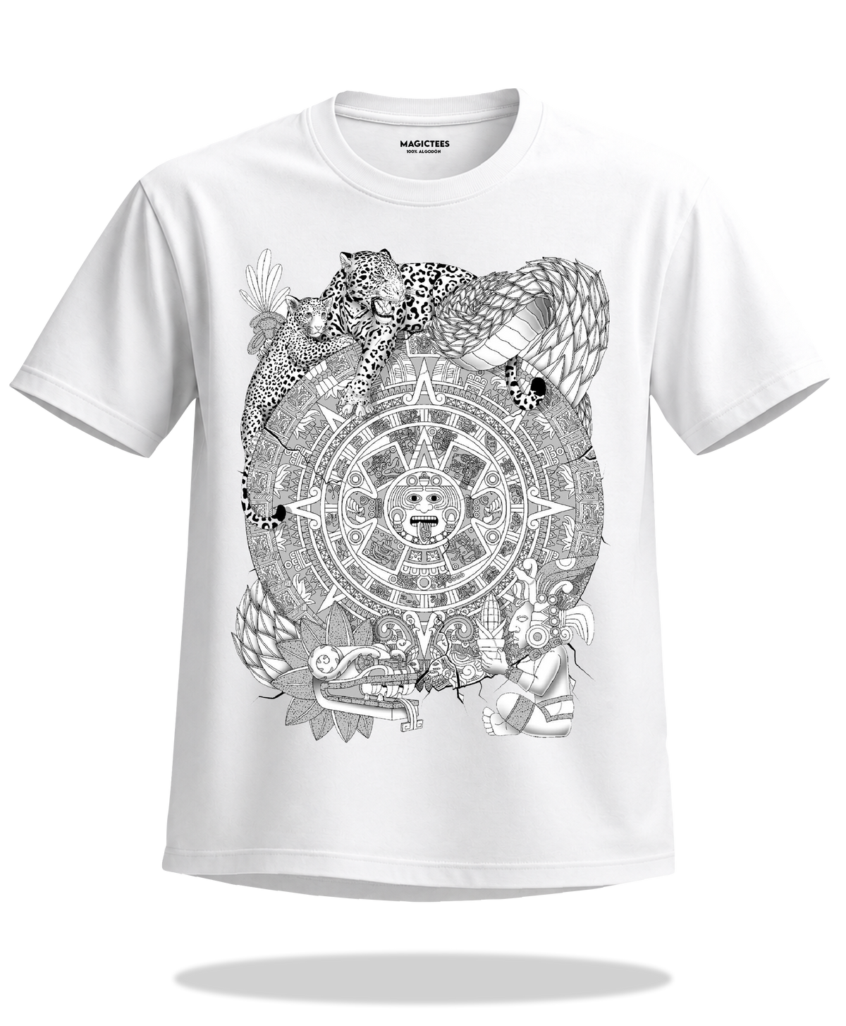 Playera "Calendario Azteca" – LUMISOL | Donde el sol revela la magia. | Playera que cambia de color con el sol - Magic Tees